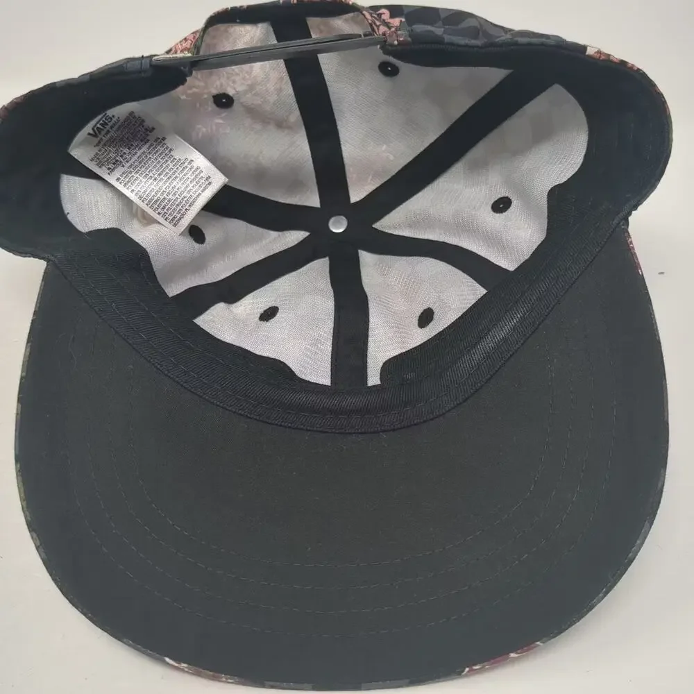 Vans Black & Gray Checkerboard Floral Baseball Cap
